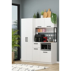 AVM Park Ervin E2+2k Beyaz Airfry Çok Amaçlı Kiler Dolabı 4 Raflı Dolaplı Kahve Köşesi