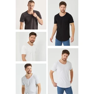 Tarz Cool Beyaz-Siyah-Kırık Beyaz-Antrasit-Gri Erkek Regular/normal Kesim Pis Yaka Kısa Kollu T-Shirt