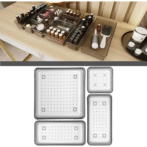 Meleni Home 4'Lü Çekmece Içi Organizer - Kozmetik Takı Makyaj Organizeri Dolap Içi Düzenleyici - Antrasit