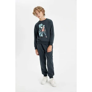 Erkek Çocuk 2'li Takım Bisiklet Yaka Baskılı Sweatshirt Beli Lastikli Eşofman Altı D2038A824AU