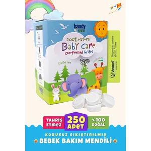 Handy Towel Organik Bebek Mendili – 100% Doğal, Sıkıştırılmış Tablet Mendil 250 Adet