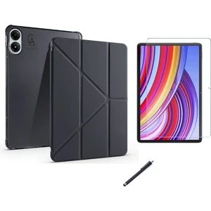 Xiaomi Redmi Pad Pro 12.1 İnç Uyumlu Tri Fold Kalemlikli Tablet Kılıfı Ekran Koruyucu Kalem Seti
