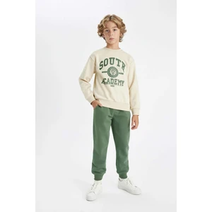 Erkek Çocuk 2'li Takım Bisiklet Yaka Baskılı Sweatshirt Beli Lastikli Jogger Eşofman Altı D2039A824AU