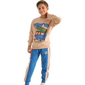 Pamuklu Surf Up Baskılı Erkek Çocuk Ikili Takım Mavi