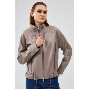 Terry Kadın Gri Oversize Deri Ceket 24WGD5238U4