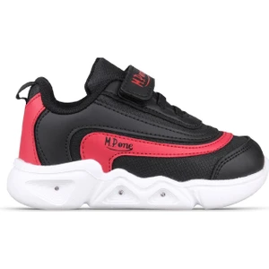 M.P One Küçük Kız Çocuk Velcro Siyah-Kırmızı Sneaker