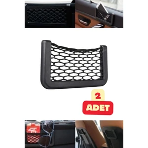 2 Adet Araç Torpido Kapı Yanı Yapışkanlı File Telefon Tutucu 14,5 cm x 8 cm