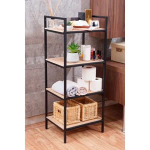 Açık Banyo Dolabı Metal - Ahşap Organizer Dekoratif Çok Amaçlı Raf Sabunluk Havluluk
