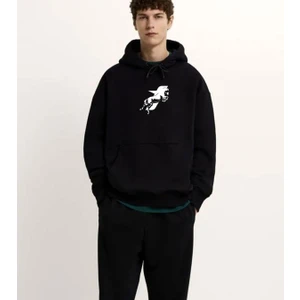 Motive Taycan Baskılı 3 Iplik Kalın Kışlık Sweatshirt Hoodie