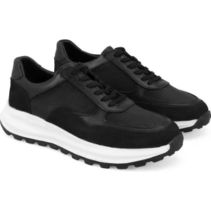 Esteban Siyah Erkek Deri Spor Ayakkabı