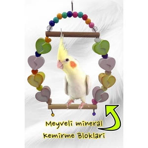 Ozzi Petshop Sultan Papağanı Mineral Blok Kemirme ve Stres Salıncağı