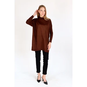 5315 Balıkçı Yaka Tunik Acı Kahve