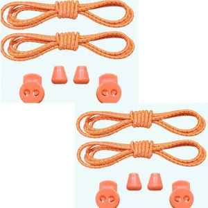 Neystore 2 ÇİFT, Turuncu, Siyah Çizgili, Yuvarlak, Akıllı, Kilitle, Tak-Bırak, Elastik Bot, Spor Ayakkabı Bağcığı, 100 cm