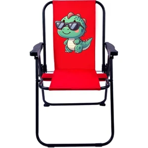 Baby Dinazor 2-6 Yaş Lüx Çocuk Piknik Sandalyesi-Mini Kamp Sandalyesi-Kırmızı