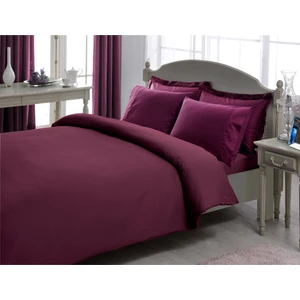 Çift Kişilik Premium Basic Stripe Saten Nevresim Takımı (Mürdüm)
