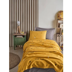 Eponj Home Baskılı Pike Takımı Tek Kişilik Dide Sarı