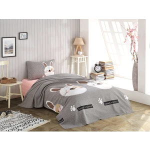 Eponj Home Baskılı Pike Takımı Tek Kişilik Tavşancık A.Kahve-Gri-Pembe