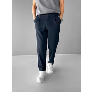 Erkek Baggy Fit Beli Lastikli Rahat Pantolon Lacivert