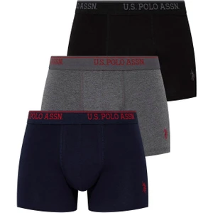 U.S. Polo Assn. 90005  Erkek Battal 3'lü Boxer-Siyah&antrasit&lacivert