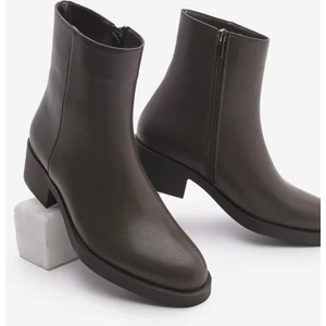 Kadın Fermuarlı Topuklu Günlük Bot Huna Kahve