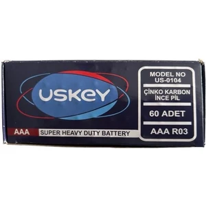 Uskey Çinko Karbon Ince Aaa Pil 60'lı Paket Kumanda Pili