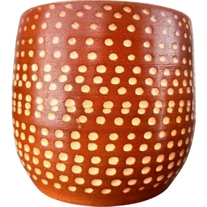Bitki Tasarımı  Beyaz Nokta Desenli Toprak Saksı Saksılık Salon Çiçeklik - 19 CM