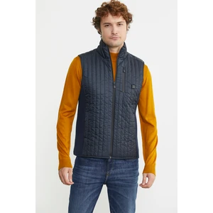 Erkek Dik Yaka Fermuarlı Kapitone Yelek - Lacivert