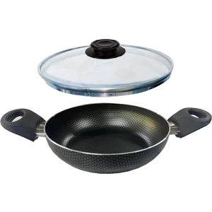Teflon Sahan 20 cm Petek Desenli Cam Kapaklı