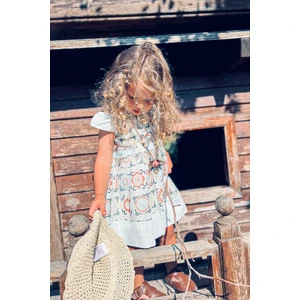 Lulu Kids Geometrik Desenli Kolsuz Yazlık Kız Çocuk Elbise "su" Modeli