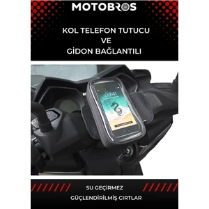 Bike Sky Motosiklet Sürücüsü Kol Ve Gidona Takılabilir Çantalı Telefon Tutucu 6,5"'E Kadar