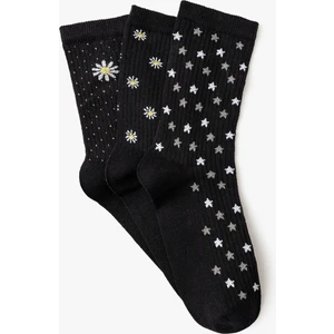 3'lü Soket Çorap Seti Çiçek Desenli