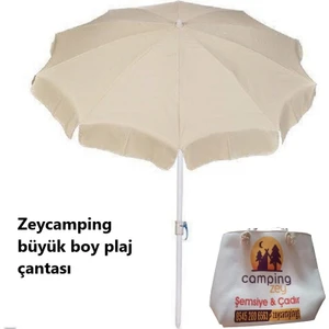 Zey Camping 200CM Kalın Kumaş Plaj Bahçe Balkon Havuz Şemsiye +Taşıma Çantası ve Havlu Çantası Birlikte