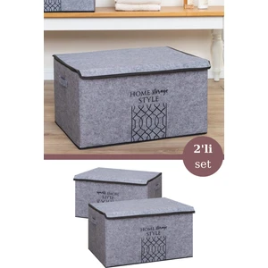 2 Adet Keçe Kapaklı Mega Plus Hurç, Yastık Kıyafet Çamaşır Dolap Içi Düzenleyici Kutu