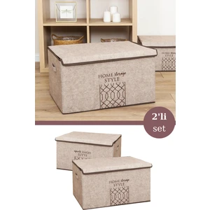 2 Adet Keçe Kapaklı Mega Plus Hurç, Yastık Kıyafet Çamaşır Dolap Içi Düzenleyici Kutu