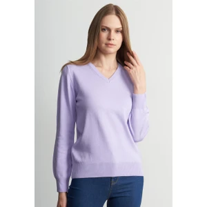 Çetinkaya Miramira Kadın V Yaka Lila Kazak
