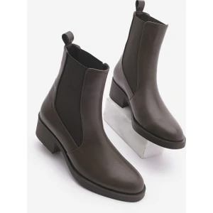 Kadın Elastik Yan Bantlı Topuklu Günlük Bot Espato Kahve