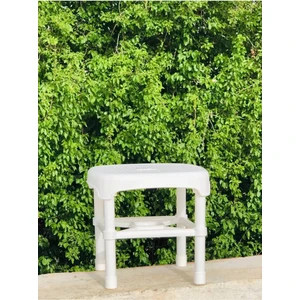 Çelik Ayak Kaymaz Beyaz Yuvarlak Banyo Taburesi - Beyaz