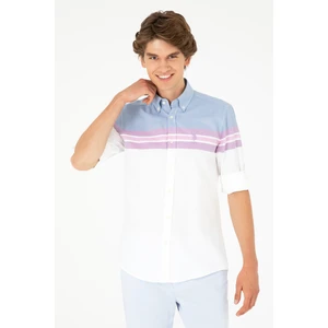 U.S. Polo Assn. Erkek Koyu Mavi Gömlek Desenli 50283802-VR032