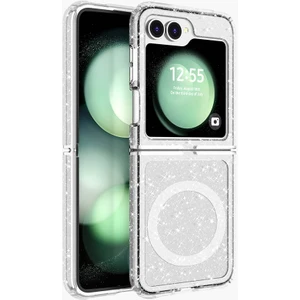 Case 4u Galaxy Z Flip 6 Kılıf Magsafe Şarj Özellikli Parlayan Simli Saydam Renkli Allstar Kapak