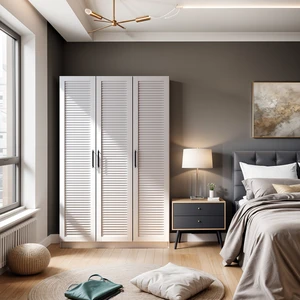 MNT-320-BEYAZ -Panjur Üç Kapaklı Gardırop