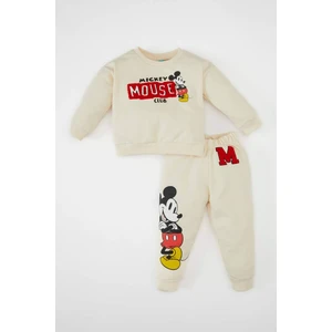 Erkek Bebek 2'li Takım Disney Mickey & Minnie Bisiklet Yaka Sweatshirt Beli Lastikli Jogger Eşofman Altı D1890A524AU