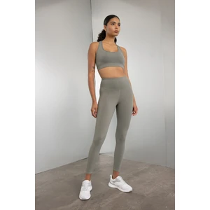 DeFactoFit Haki Yüksek Bel Beli Saran Esnek Basic Düz Sporcu Tayt B4147AX24AU