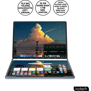 DS13 Plus 13,5 Inç 2,5k 16GB Ram 1TB SSD Çift Ekranlı Dokunmatik Laptop Dizüstü Bilgisayar