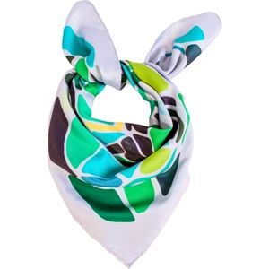 Dreamgift-Pastel Karmaşa: Açık Gri Eşarp Fular Bandana 50X50 cm - Dinamik ve Zarif Geometrik Desenler