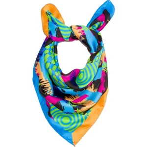 Dreamgift-Karışık Desenli Eşarp Fular Bandana 50X50 cm - Turuncu, Mavi, Pembe, Yeşil | Pastel Renklerin Özgün Buluşması