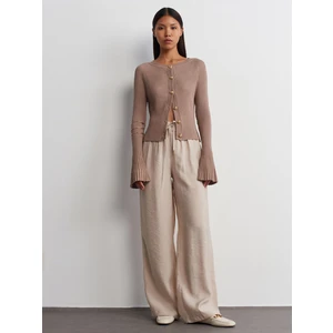 71515 Belden Lastikli Dökümlü Pantolon-Taş