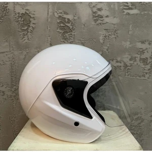 Beyaz Yarım Motosiklet & Bisiklet Kaskı Çenesiz Kask