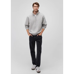 Yarı Fermuarlı Gri Basic Sweatshirt 0S10278-80196