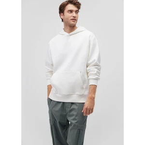 Kapüşonlu Beyaz Basic Sweatshirt 0S10275-70057