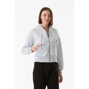 Basic Cepli Kapüşonlu Crop Sweatshirt